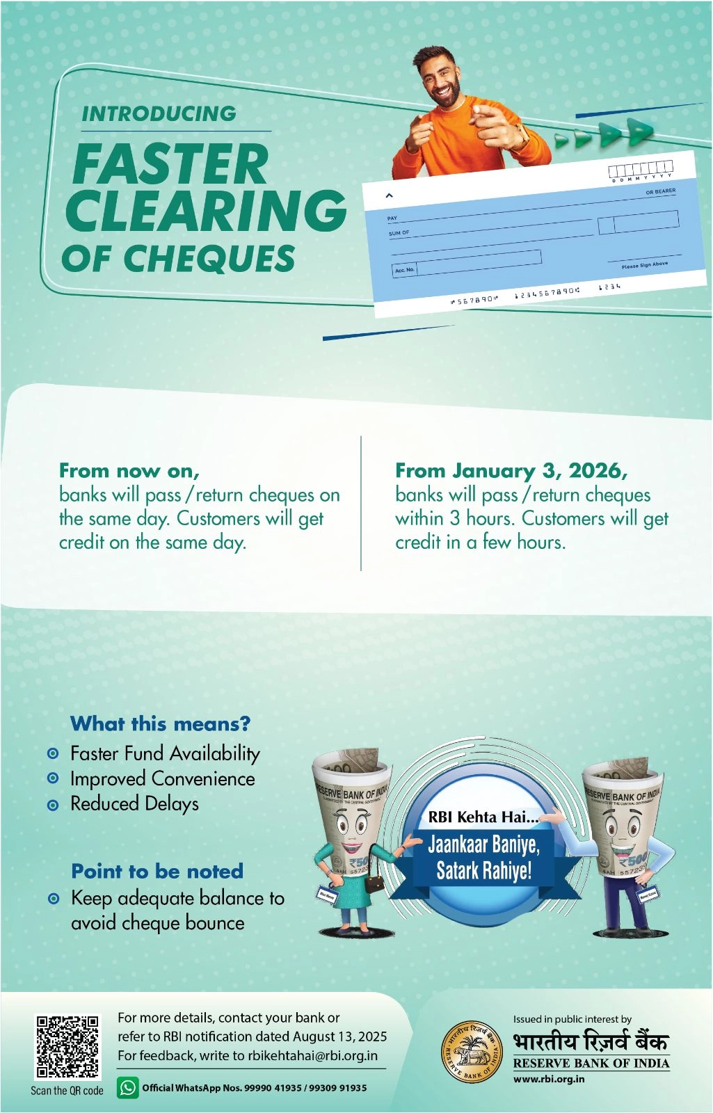 RBI Poster - Faster Clearing of Cheques